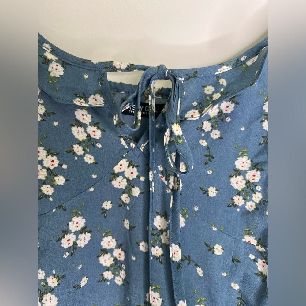 Nasty Gal Blue Floral Mini Dress Cottagecore Ruffle homecoming dress - Picture 5 of 12